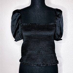 Urban Outfitters Smocked Crop Top Black Size Large L